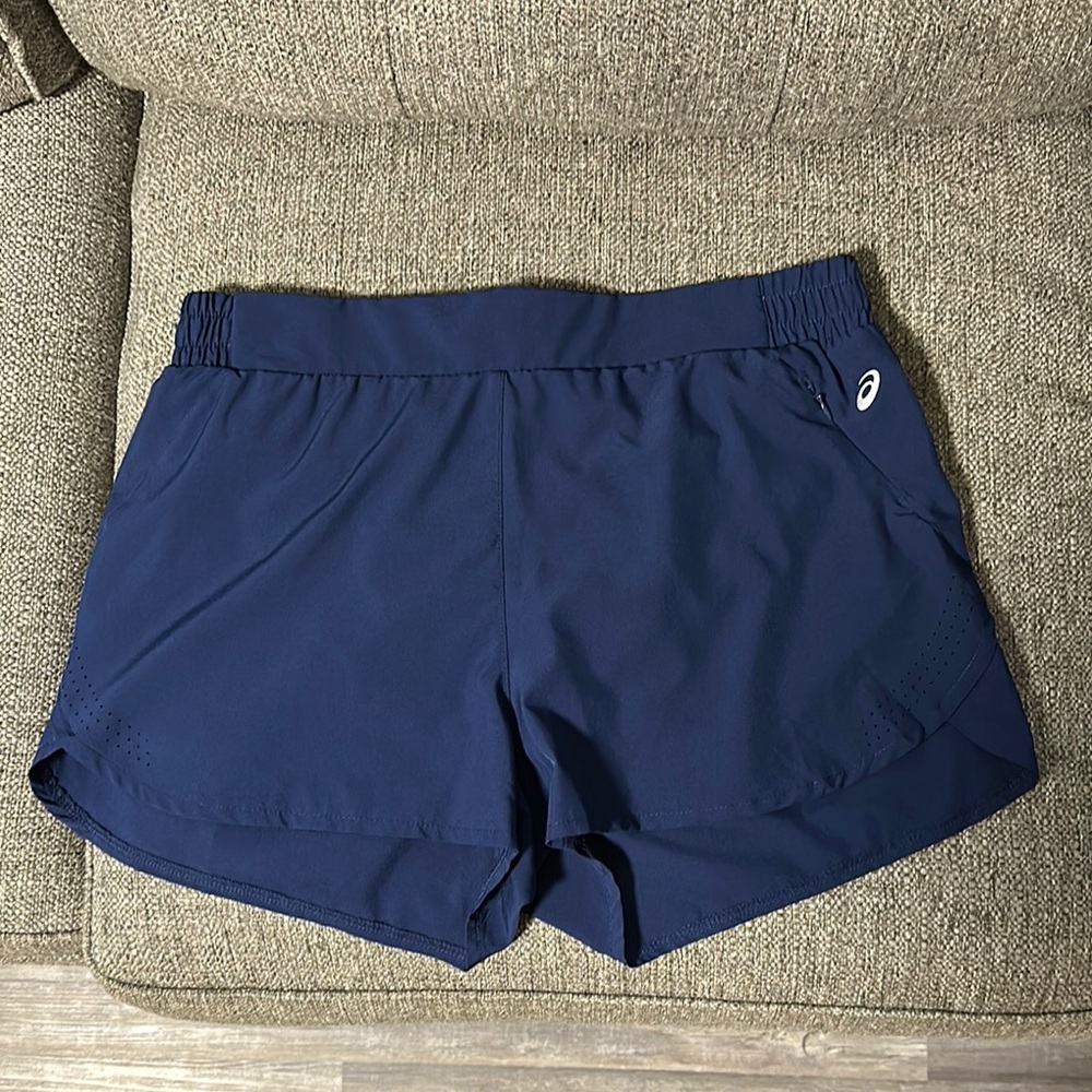 Asics Blue Athletic Shorts Lightweight Elastic Waist